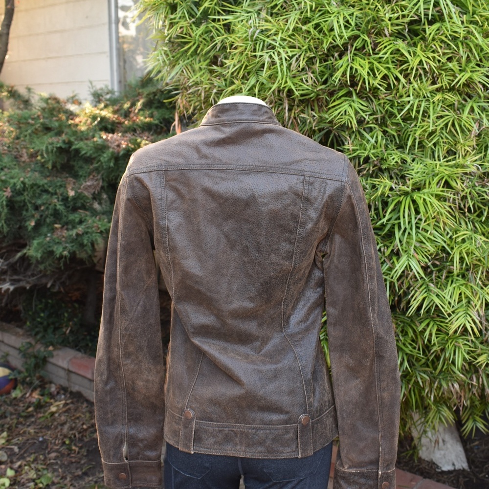 WOMEN'S FOX RIDERS LEATHER JACKET DISTRESSED - Picture 4 of 7